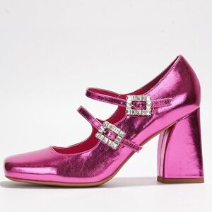 •CAPE ROBBIN• “Selina” Double Strap Mary Jane Heels - Pink // NIB